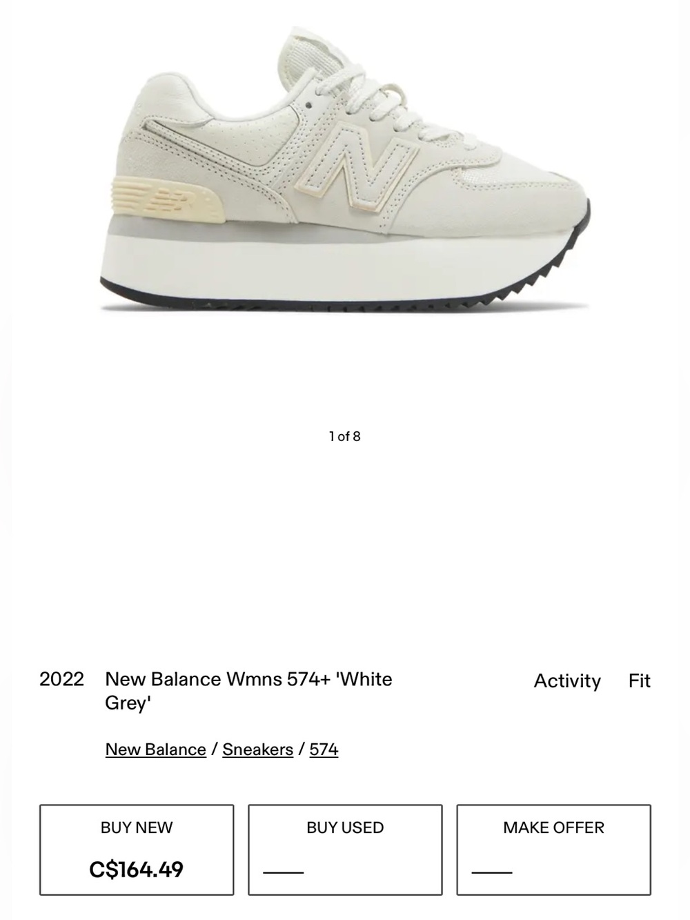 New Balance 574 + Women's White Grey Retro Sneakers, 10